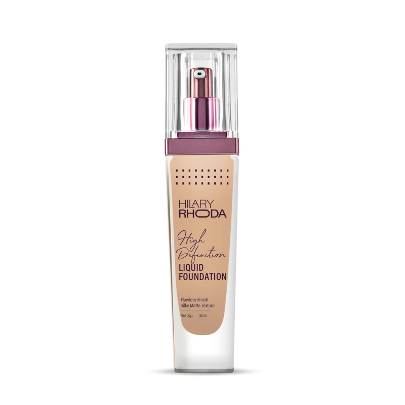 Hilary Rhoda High Definition Foundation for Women | Hides Pores & Blemishes | HD Foundation For All Skin Types | Blendable Formula | Natural & Matte Finish | High Coverage Liquid Foundation - 33ml (Radiant Beige - Shade 06) - Thumbnail 8